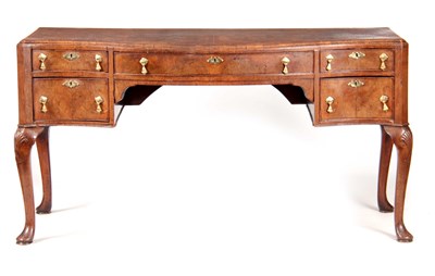 Lot 1025 - A 19TH CENTURY QUEEN ANNE STYLE FIGURED WALNUT...