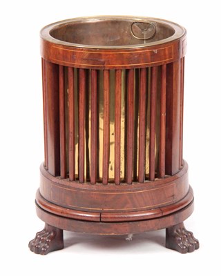 Lot 1027 - A GEORGE III FLAMED MAHOGANY AND BOXWOOD...