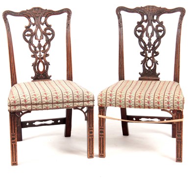 Lot 1028 - A PAIR OF GEORGE III CHIPPENDALE STYLE SIDE...