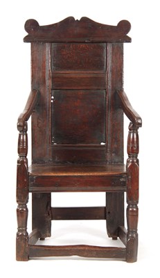 Lot 1029 - A 17TH CENTURY JOINED OAK WAINSCOTT CHAIR with...