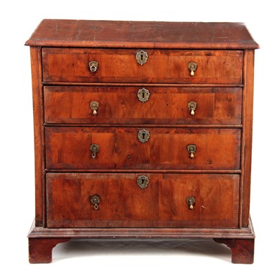 Lot 1042 - A WILLIAM AND MARY YEW-WOOD CHEST OF DRAWERS...