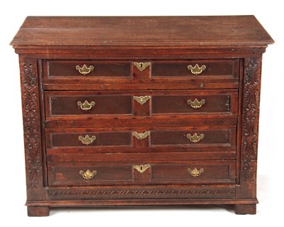 Lot 1051 - AN UNUSUAL LATE 17TH CENTURY JOINED OAK CHEST...