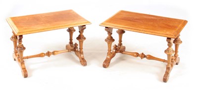 Lot 1052 - A PAIR OF MINIATURE WALNUT OCCASIONAL TABLES...