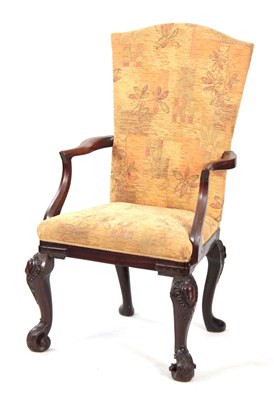 Lot 1053 - AN UNUSUAL GEORGE II MAHOGANY ARMCHAIR with...