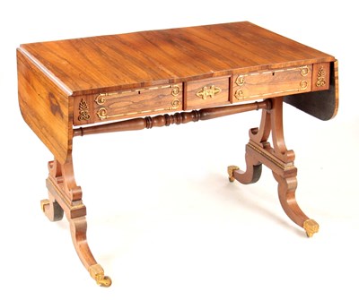 Lot 1060 - A REGENCY ROSEWOOD SOFA TABLE with gilded...