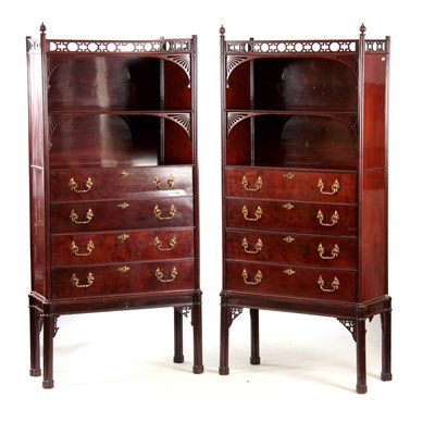 Lot 1074 - A PAIR OF 19TH CENTURY FIGURED MAHOGANY...