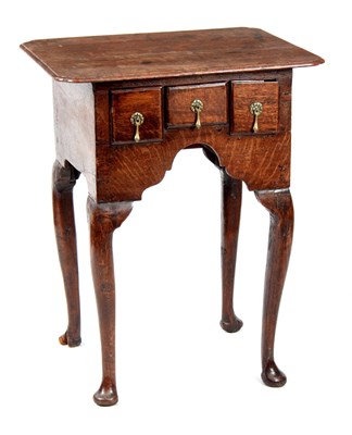 Lot 1079 - AN EARLY 18TH CENTURY MINIATURE OAK LOWBOY...