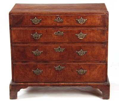 Lot 1080 - A GEORGE I WALNUT CHEST OF DRAWERS with a...