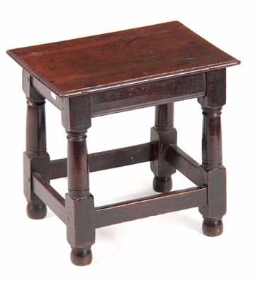 Lot 1082 - A LATE 17TH CENTURY OAK JOINT STOOL with plank...