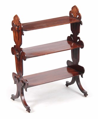 Lot 1084 - A WILLIAM IV FIGURED ROSEWOOD ETERTGERE /...