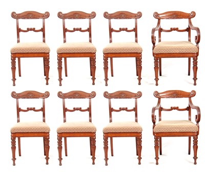 Lot 1095 - A GOOD SET OF EIGHT REGENCY POLLARD OAK...