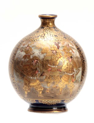 Lot 112 - A SMALL SATSUMA OVOID CABINET VASE decorated...