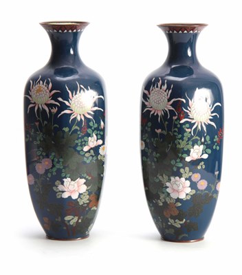 Lot 130 - A LARGE PAIR OF CHINESE DARK BLUE GROUND...