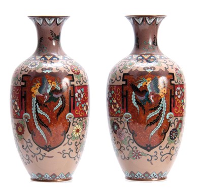 Lot 133 - A PAIR OF 20TH CENTURY CHINESE CLOISONNE VASES...