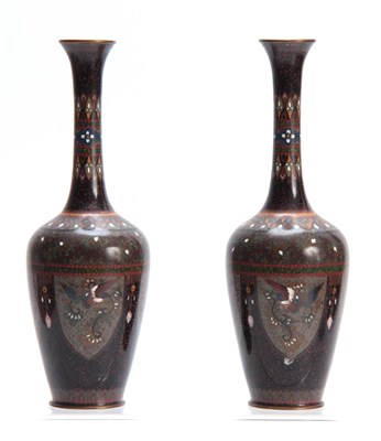 Lot 135 - A PAIR OF EARLY 20TH CENTURY CLOISONNE VASES...