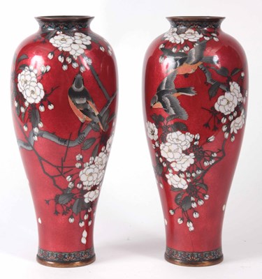 Lot 136 - A PAIR OF LATE 19TH CENTURY JAPANESE CLOISONNE...