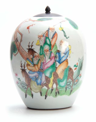 Lot 141 - AN 18TH CENTURY CHINESE BULBOUS GINGER JAR...