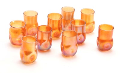 Lot 15 - A SET OF TEN TIFFANY FAVRILE SHOT GLASSES with...