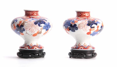 Lot 154 - AN UNUSUAL PAIR OF 19TH CENTURY SQUAT BULBOUS...