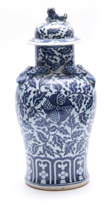 Lot 172 - A CHINESE BLUE AND WHITE PORCELAIN BULBOUS...