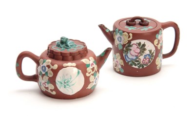 Lot 189 - TWO CHINESE REPUBLIC PERIOD REDWARE TEAPOTS...