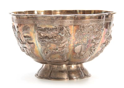 Lot 211 - A LARGE CHINESE SILVER BOWL with gilt interior...