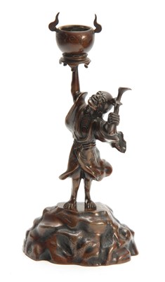 Lot 249 - A JAPANESE MEIJI PERIOD BRONZE FIGURAL CENSER...