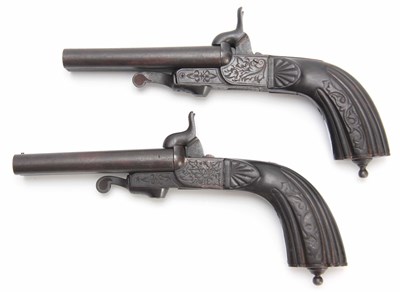 Lot 275 - A PAIR OF 19TH CENTURY FRENCH DOUBLE BARREL...