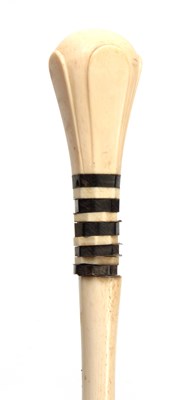 Lot 296 - A 19th CENTURY IVORY AND BALEEN BANDED WALKING...