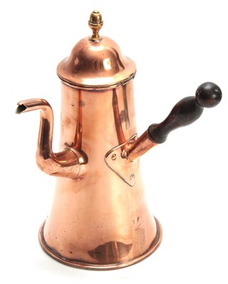 Lot 336 - A LATE GEORGIAN LARGE COPPER COFFEE POT of...