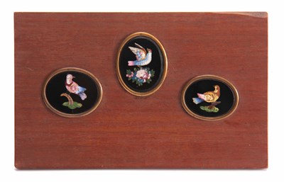 Lot 422 - A SET OF THREE 19TH CENTURY OVAL MICRO MOSAIC...