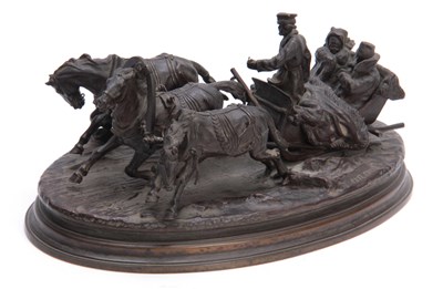 Lot 430 - A LATE 19th CENTURY RUSSIAN BRONZE TROIKA...