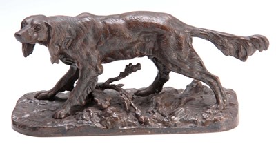 Lot 431 - A RUSSIAN BRONZED METAL SCULPTURE OF A SETTER...