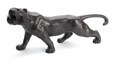 Lot 432 - A MEIJI PERIOD JAPANESE BRONZE TIGER - signed...