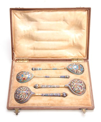 Lot 447 - A CASED COLLECTION OF FOUR RUSSIAN SILVER...