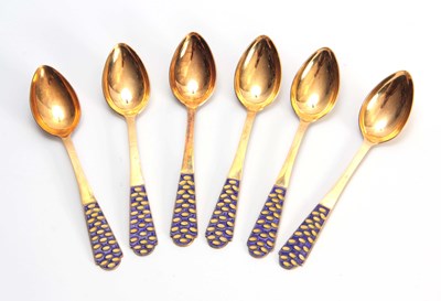 Lot 452 - A SET OF SIX MID 20TH CENTURY SILVER GILT AND...