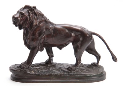 Lot 464 - A LATE 19TH CENTURY BRONZE SCULPTURE OF A LION...