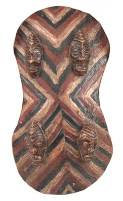 Lot 486 - AN AFRICAN PAINTED WOODEN TRIBAL CEREMONIAL...