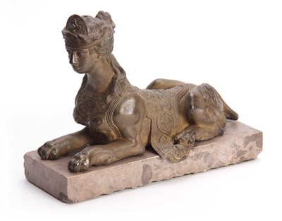 Lot 519 - A 19TH CENTURY BRONZE SCULPTURE OF A SPINX...