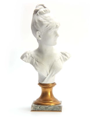 Lot 526 - A 19TH CENTURY PARIANWARE BUST OF A YOUNG LADY...