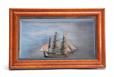 Lot 527 - A 19TH CENTURY DIORAMA MODEL OF A GUNSHIP...