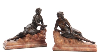 Lot 528 - A PAIR OF 19TH CENTURY CLASSICAL BRONZE SEMI...