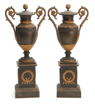 Lot 529 - A PAIR OF REGENCY BRONZE AND ORMOLU ADAM STYLE...