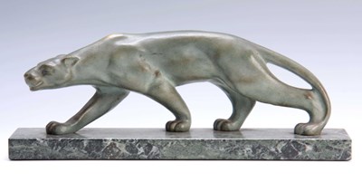 Lot 538 - M. SECONDO AN ART DECO GREEN PATINATED FRENCH...