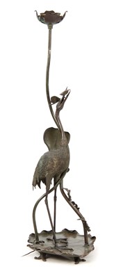 Lot 542 - AN ART NOUVEAU GREEN PATINATED BRONZE STANDARD...