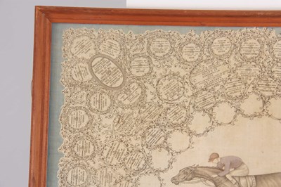 Lot 548 - A 19TH CENTURY SILK SCARF DEPICTING THE DERBY...