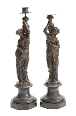 Lot 554 - A PAIR OF LATE 19TH CENTURY FRENCH BRONZE...