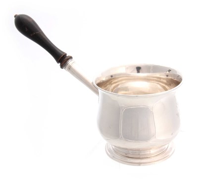 Lot 577 - A GEORGE III SILVER BRANDY WARMER of bulbous...