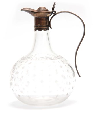 Lot 599 - A 19TH CENTURY BULBOUS GLASS CLARET JUG with...