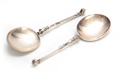 Lot 600 - A PAIR OF SILVER AURICULAR SPOONS POSSIBLY...